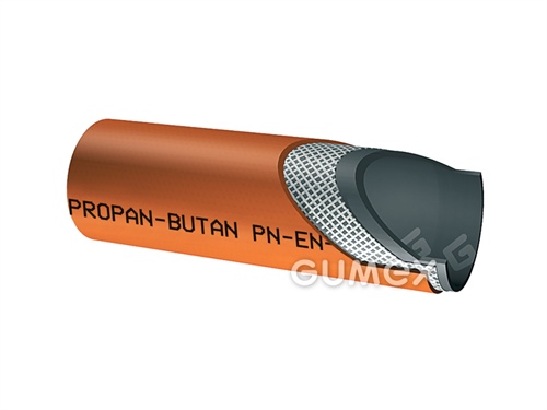 Hadica PROPAN pre propán bután a LPG, 12,5/22,5mm, 20bar, NBR/EPDM-SBR, -30°C/+70°C, oranžová